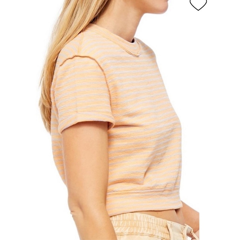 FREE people Sabrina orange striped cropped T-shirt
